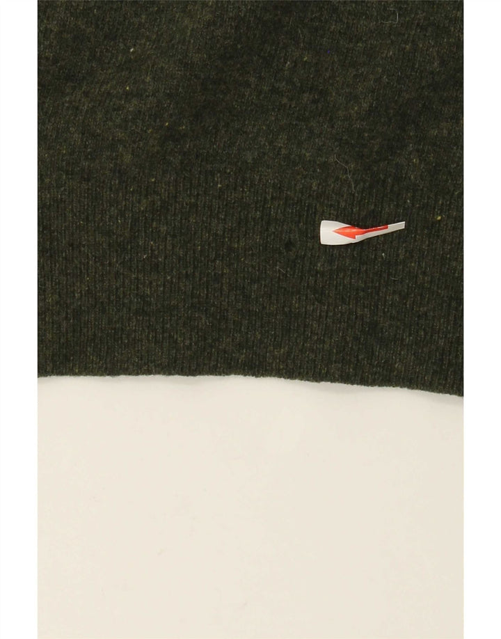 Lacoste Mens V-Neck Jumper Sweater Size 8 3XL Green Lambswool