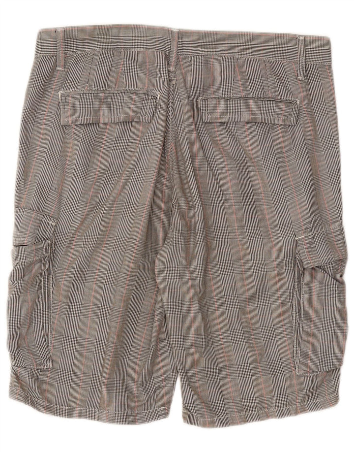 Jaggy Mens Cargo Shorts W33 Medium Grey Houndstooth Cotton