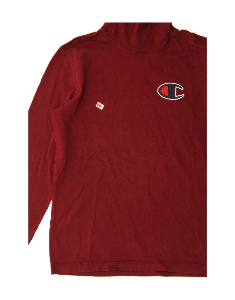 CHAMPION Mens Roll Neck Top Long Sleeve XS Burgundy Cotton Vintage Champion and Second-Hand Champion from Messina Hembry 