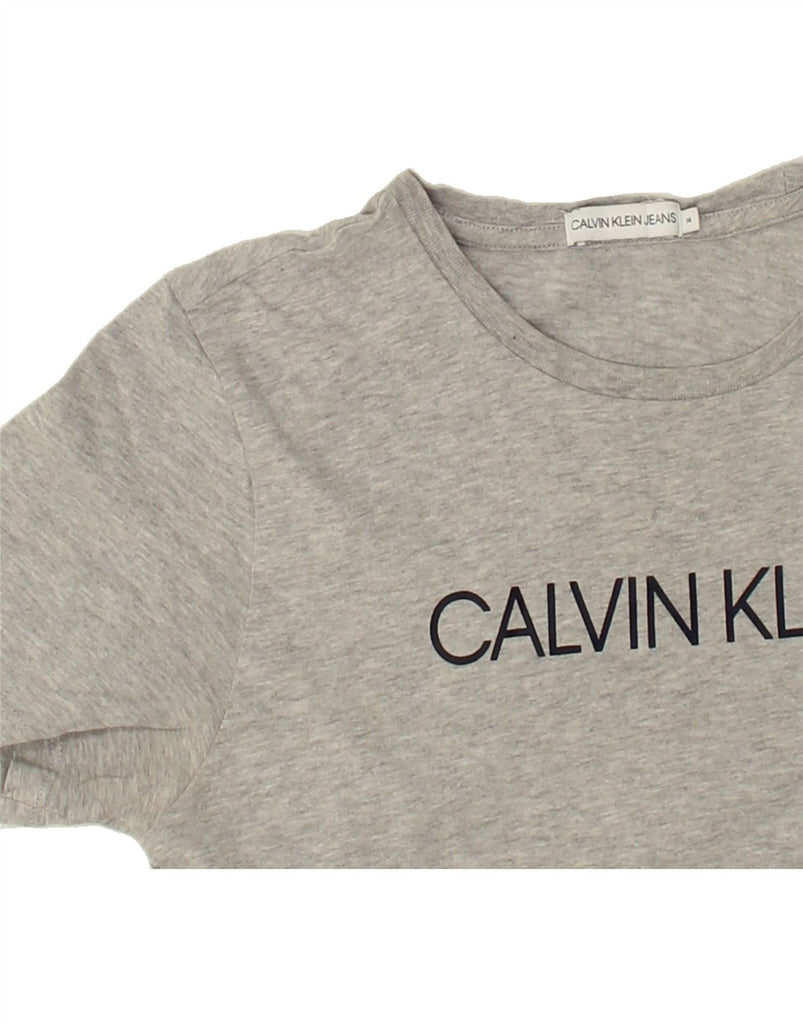 CALVIN KLEIN JEANS Boys Graphic T-Shirt Top 13-14 Years Grey Cotton | Vintage Calvin Klein Jeans | Thrift | Second-Hand Calvin Klein Jeans | Used Clothing | Messina Hembry 