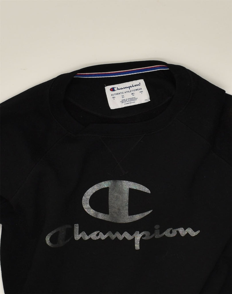 CHAMPION Mens Graphic Sweatshirt Jumper Small Black | Vintage Champion | Thrift | Second-Hand Champion | Used Clothing | Messina Hembry 