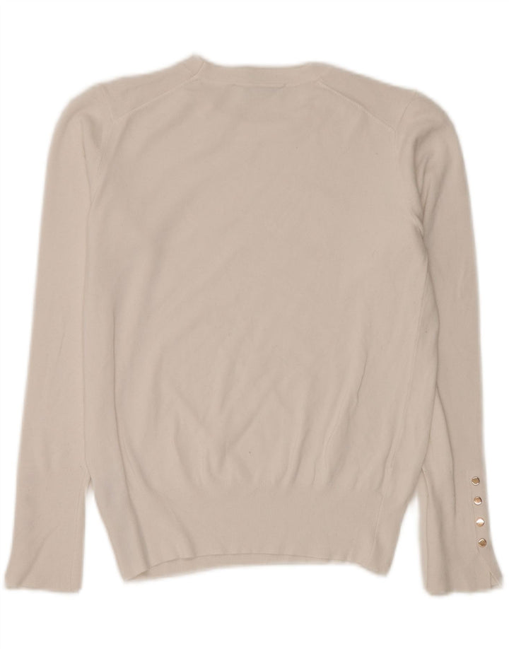 Zara Womens Crew Neck Jumper Sweater UK 14 Large White Viscose