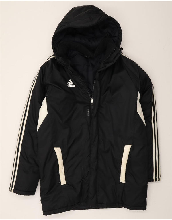 Adidas Mens Hooded Loose Fit Padded Coat UK 40/42 Medium Black Colourblock
