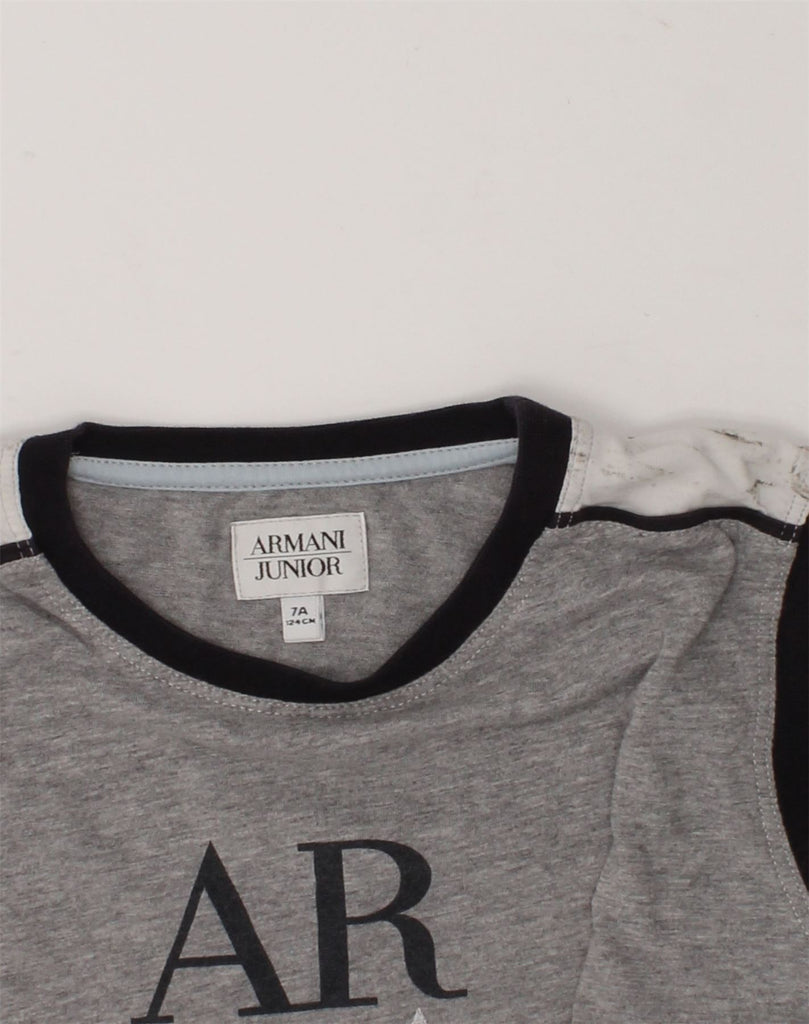 ARMANI JUNIOR Boys Graphic Vest Top 6-7 Years Grey Colourblock Cotton | Vintage Armani Junior | Thrift | Second-Hand Armani Junior | Used Clothing | Messina Hembry 