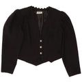 Meico Womens 3 Button Crop Blazer Jacket UK 16 Large Black Polyester