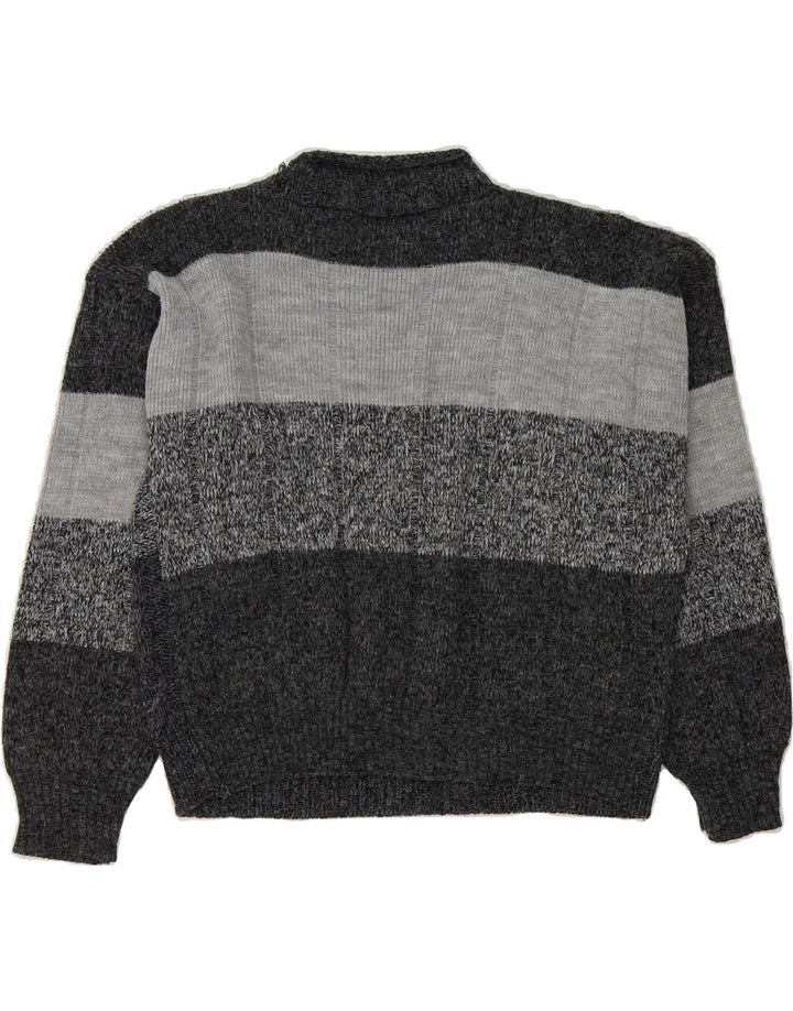 VINTAGE Womens Turtle Neck Jumper Sweater UK 14 Medium Grey Colourblock Vintage Vintage and Second-Hand Vintage from Messina Hembry 