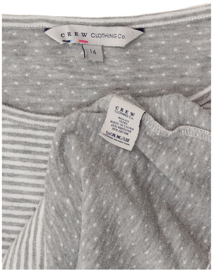 Crew Clothing Womens Top 3/4 Sleeve UK 16 Large Grey Striped Polyester