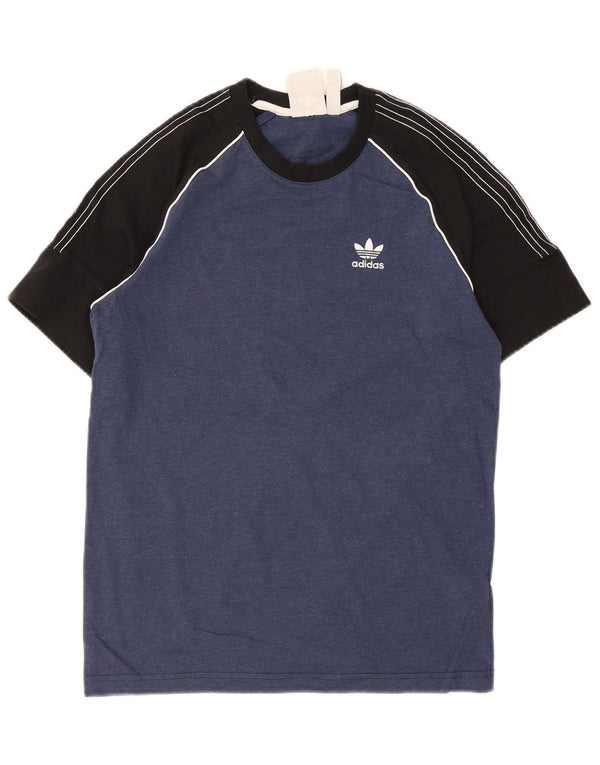 Adidas Mens T-Shirt Top XS Navy Blue Colourblock Cotton