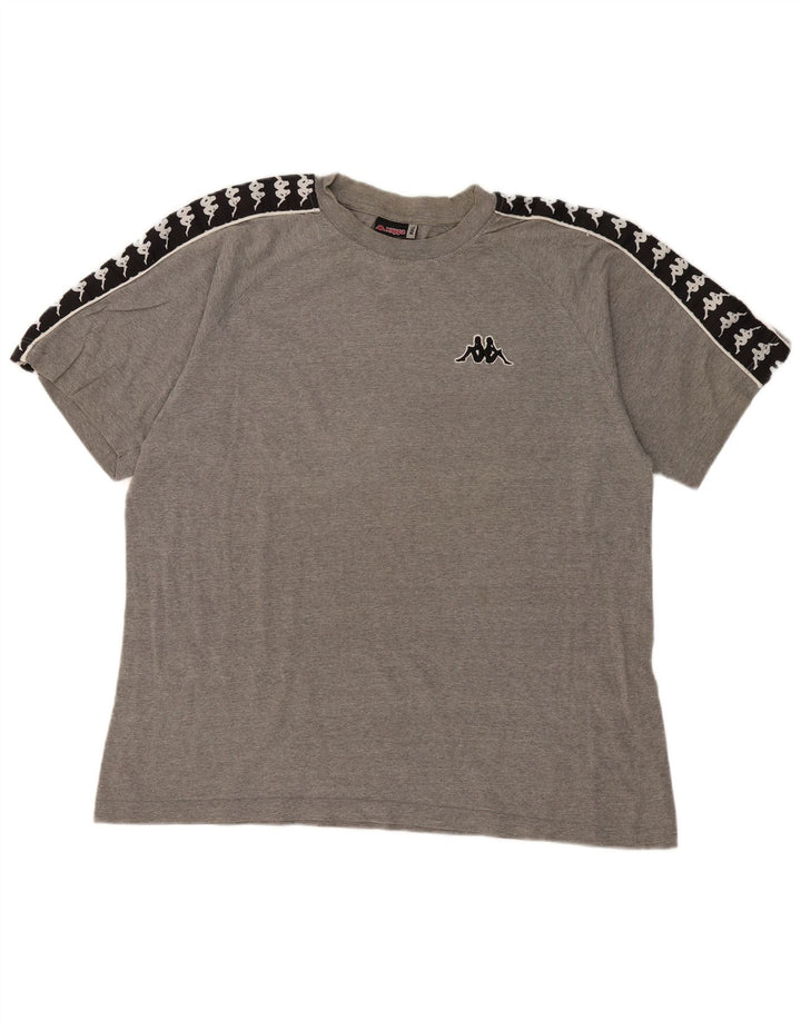 KAPPA Mens Graphic T-Shirt Top 2XL Grey Colourblock