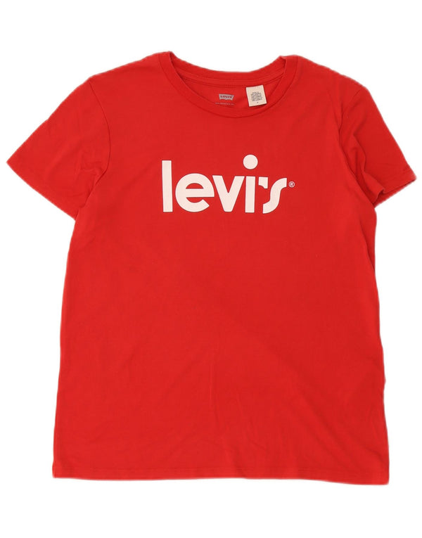 Levi's Womens Graphic T-Shirt Top UK 12 Medium Red Modal