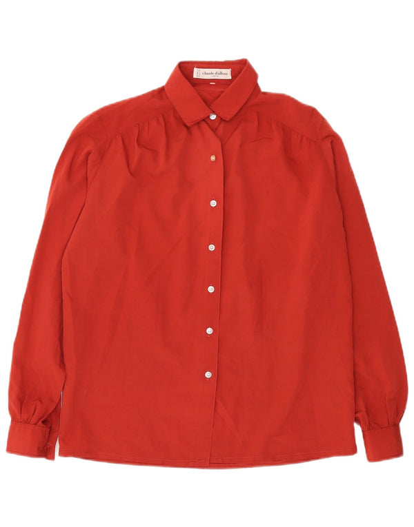 Vintage Womens Shirt Blouse UK 14 Large Burgundy Polyester