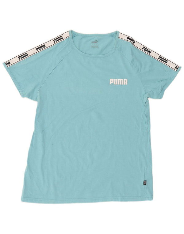 Puma Womens Graphic T-Shirt Top UK 18 XL Blue Colourblock