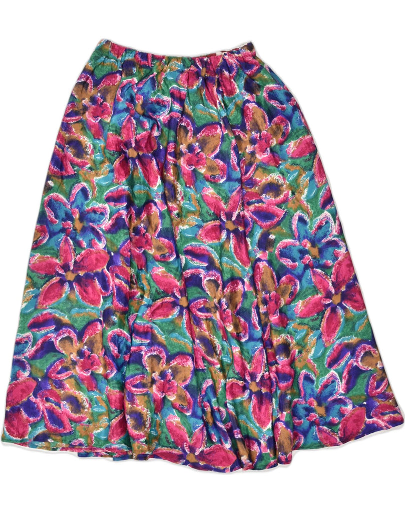 VINTAGE Womens Pleated A-Line Skirt W28 Medium Multicoloured Floral | Vintage Vintage | Thrift | Second-Hand Vintage | Used Clothing | Messina Hembry 