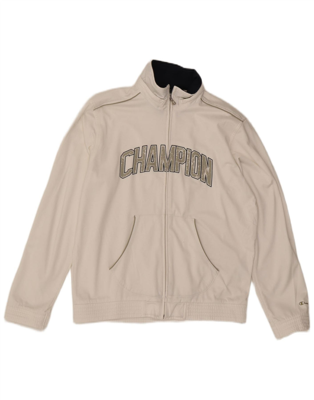 CHAMPION Mens Graphic Tracksuit Top Jacket Medium White Polyester