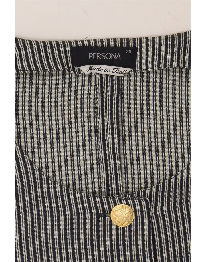 PERSONA Womens 5 Button Blazer Jacket UK 16 Large Navy Blue Striped Vintage Persona and Second-Hand Persona from Messina Hembry 