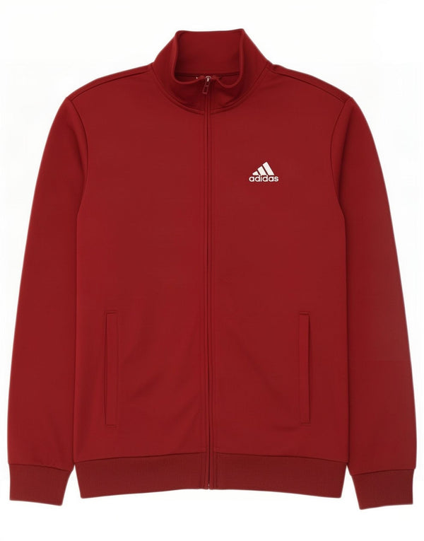 Adidas Mens Tracksuit Top Jacket Small Maroon Polyester