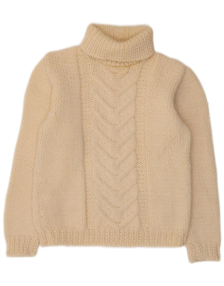 Vintage Womens Roll Neck Jumper Sweater UK 14 Medium Off White