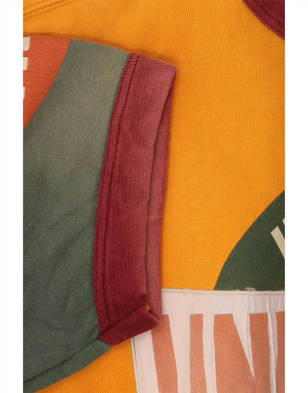 Unlimited Mens Short Sleeve Sweatshirt Jumper Medium Yellow Colourblock