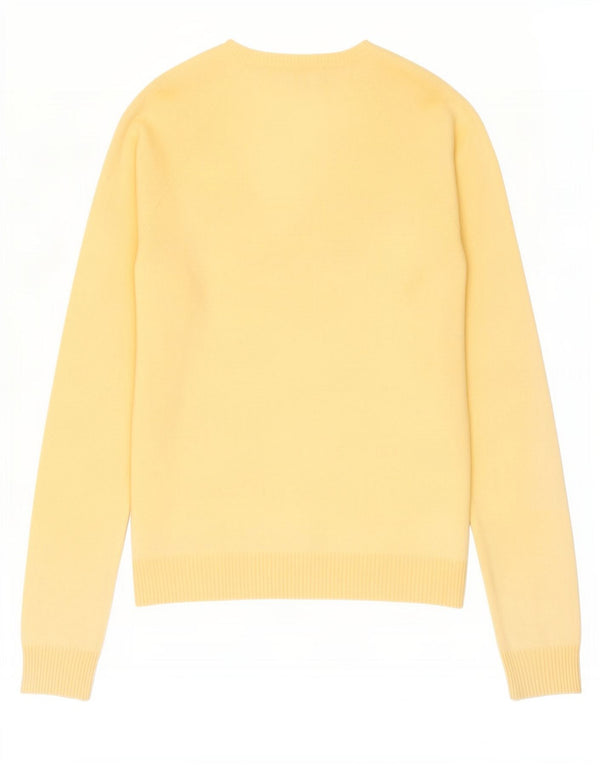 Zara Womens V-Neck Jumper Sweater UK 8 Small Yellow Cotton