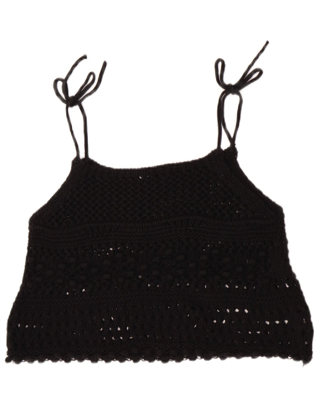 Zara Womens Sleeveless Crochet Crop Top UK 12 Medium Black