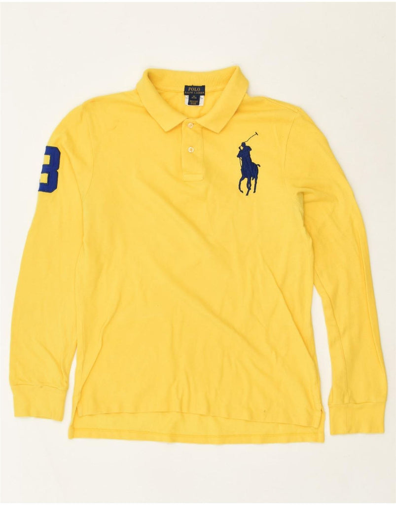 POLO RALPH LAUREN Boys Long Sleeve Polo Shirt 15-16 Years XL Yellow Cotton | Vintage Polo Ralph Lauren | Thrift | Second-Hand Polo Ralph Lauren | Used Clothing | Messina Hembry 