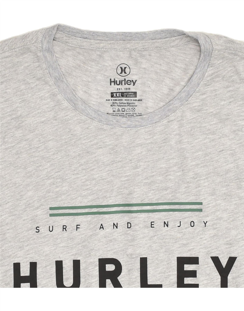 HURLEY Mens Graphic T-Shirt Top 2XL Grey Cotton | Vintage Hurley | Thrift | Second-Hand Hurley | Used Clothing | Messina Hembry 