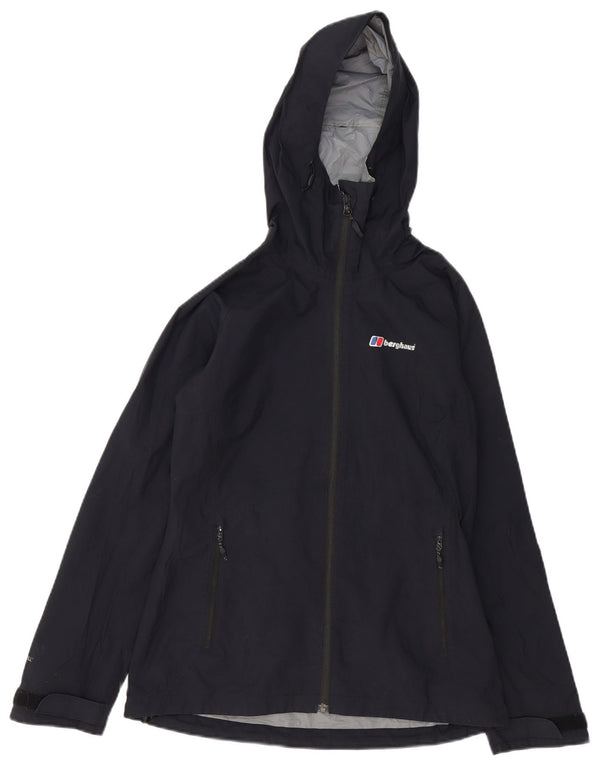 Berghaus Womens Hooded Rain Jacket UK 8 Small Navy Blue Polyamide
