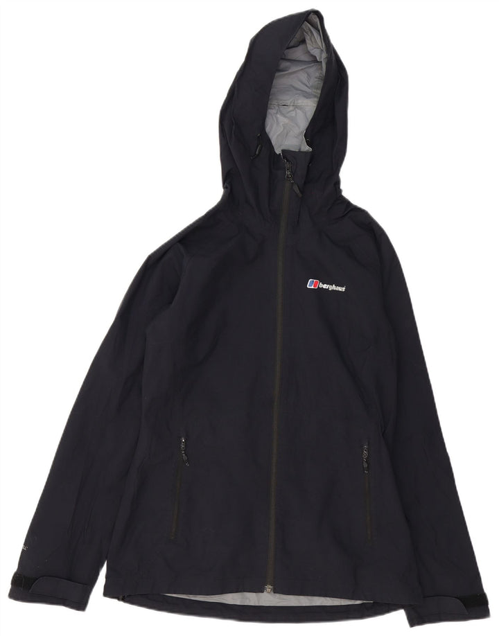 Berghaus Womens Hooded Rain Jacket UK 8 Small Navy Blue Polyamide