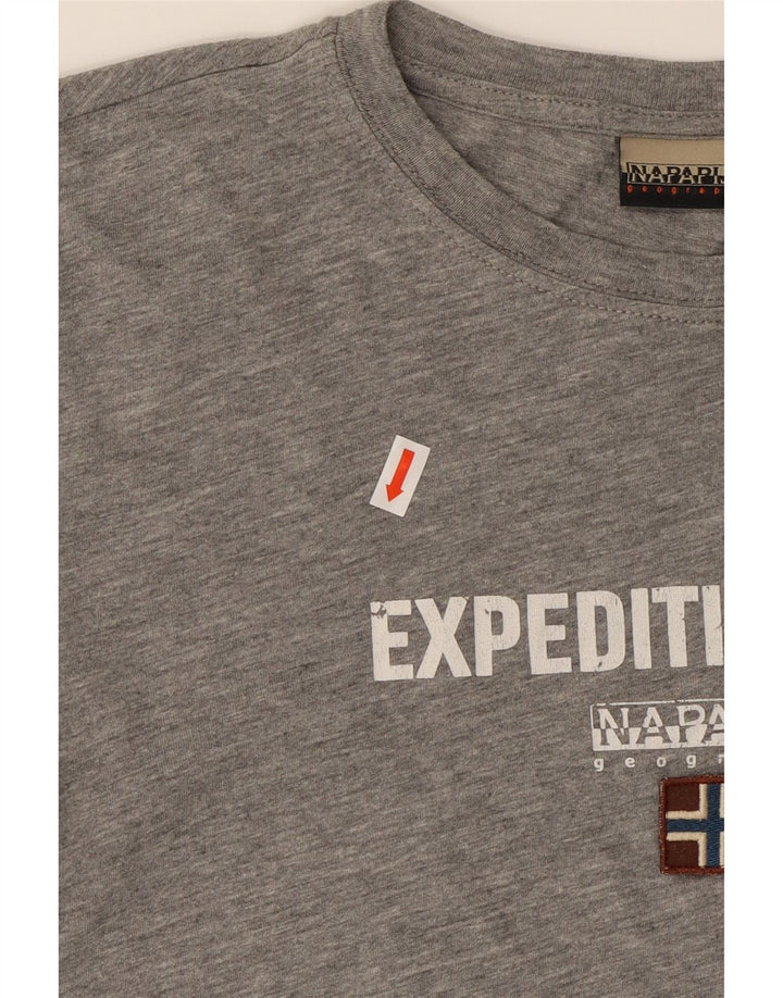NAPAPIJRI Boys Graphic T-Shirt Top 13-14 Years Grey Vintage Napapijri and Second-Hand Napapijri from Messina Hembry 