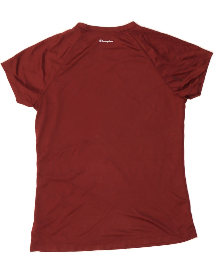 CHAMPION Womens T-Shirt Top UK 14 Medium Maroon Polyester Vintage Champion and Second-Hand Champion from Messina Hembry 