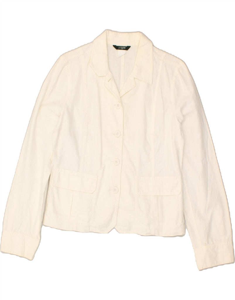 J. CREW Womens 4 Button Blazer Jacket UK 14 Medium Off White Linen | Vintage J. Crew | Thrift | Second-Hand J. Crew | Used Clothing | Messina Hembry 