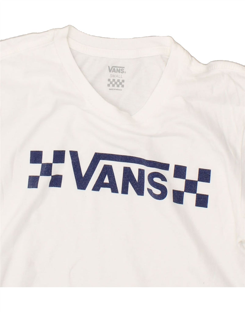 VANS Womens Graphic T-Shirt Top UK 10 Small White | Vintage Vans | Thrift | Second-Hand Vans | Used Clothing | Messina Hembry 