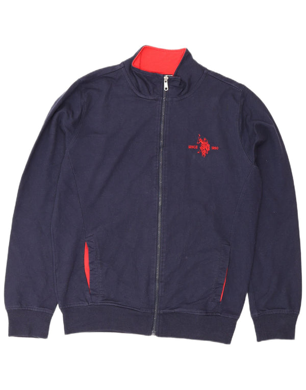 U.S. Polo Assn. Mens Graphic Tracksuit Top Jacket Large Navy Blue Cotton