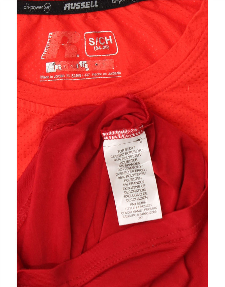 RUSSELL ATHLETIC Mens Dri-Power Vest Top Small Red Colourblock Polyester