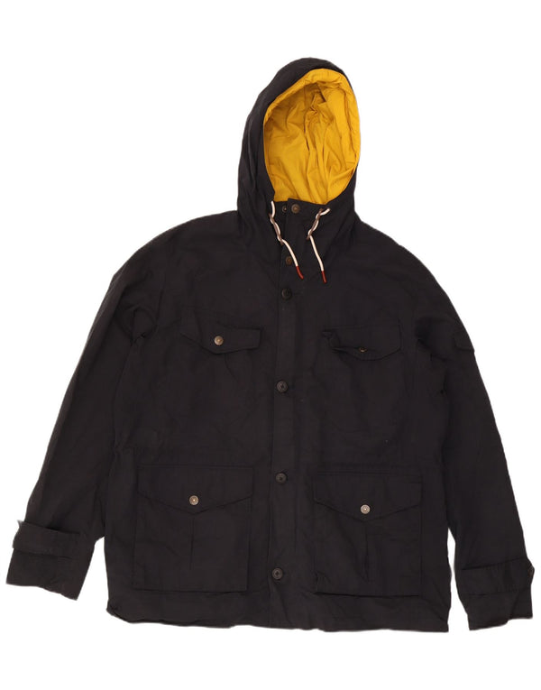 Fat Face Mens Hooded Utility Jacket UK 42 XL Black Polyester