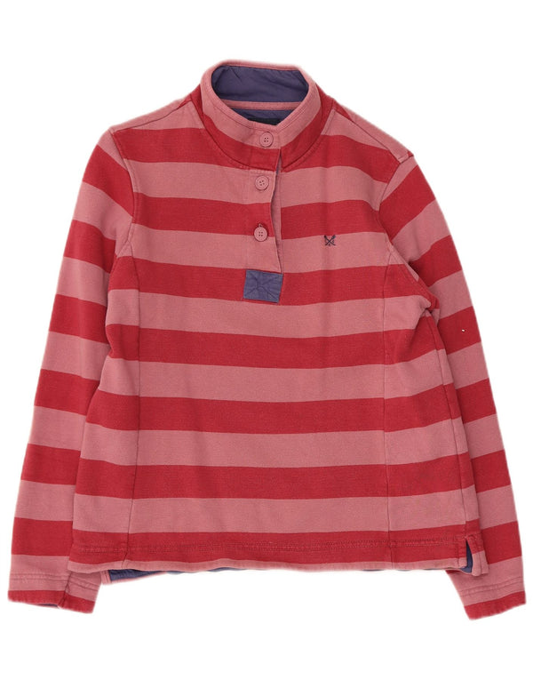 Crew Clothing Womens Button Neck Sweatshirt Jumper UK 14 Large Red Striped