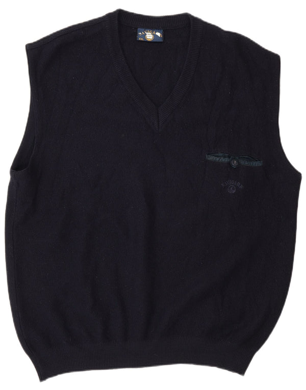 Navigare Mens Vest Tank Top 2XL Navy Blue Wool