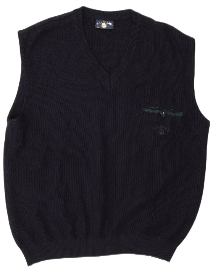 Navigare Mens Vest Tank Top 2XL Navy Blue Wool