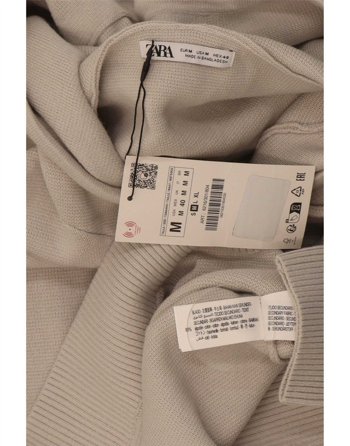Zara Mens Hooded Jumper Sweater Medium Grey Cotton