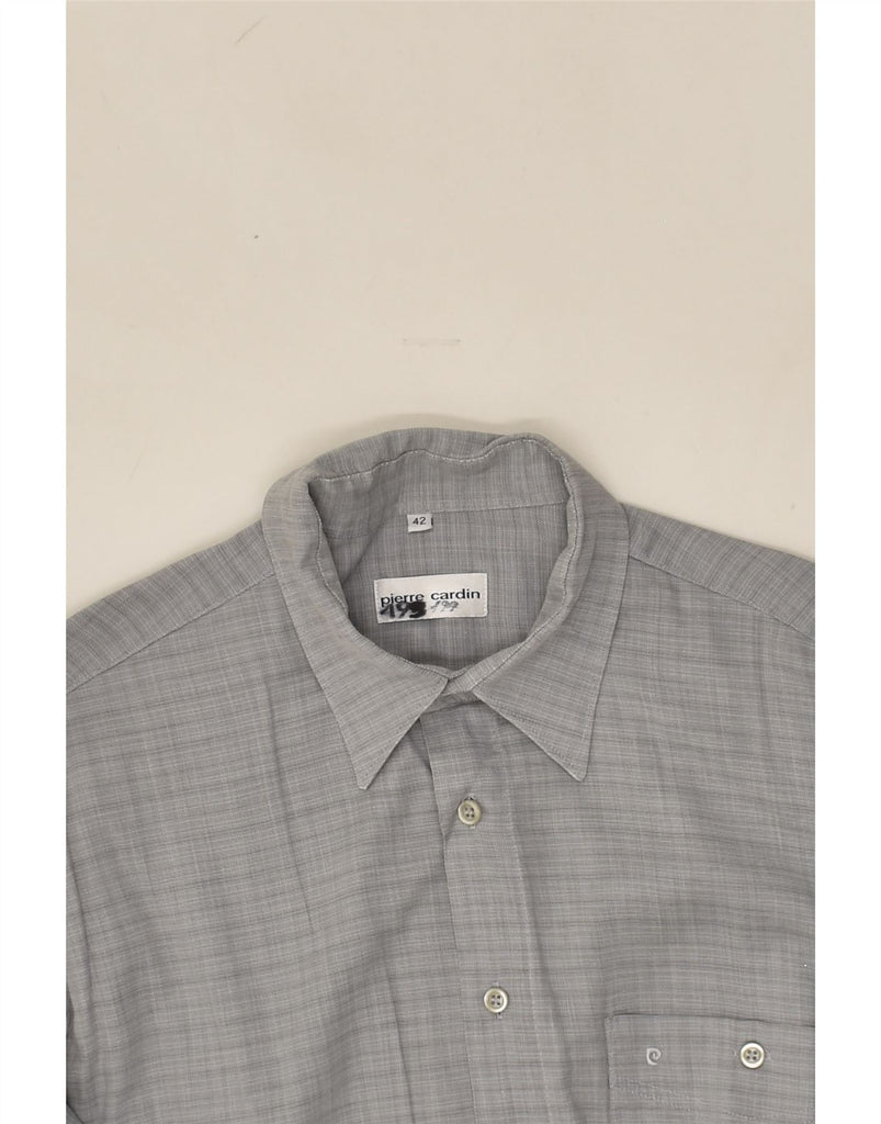 PIERRE CARDIN Mens Shirt Size 42 Large Grey Check Cotton | Vintage Pierre Cardin | Thrift | Second-Hand Pierre Cardin | Used Clothing | Messina Hembry 