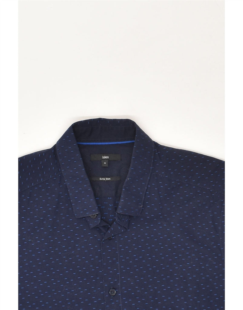 JULES Mens Extra Slim Fit Shirt Medium Navy Blue Spotted Cotton | Vintage Jules | Thrift | Second-Hand Jules | Used Clothing | Messina Hembry 