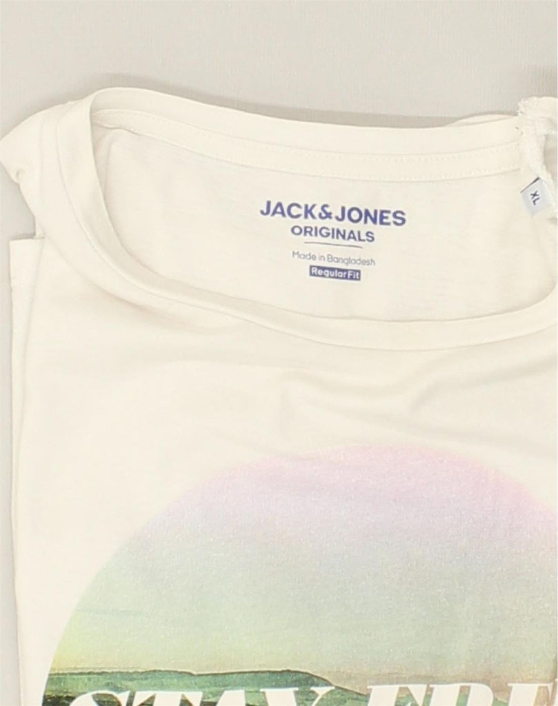 JACK & JONES Mens Originals Regular Fit Graphic T-Shirt Top XL Beige | Vintage Jack & Jones | Thrift | Second-Hand Jack & Jones | Used Clothing | Messina Hembry 