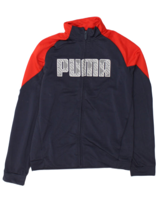 Puma Boys Graphic Tracksuit Top Jacket 13-14 Years Navy Blue Colourblock