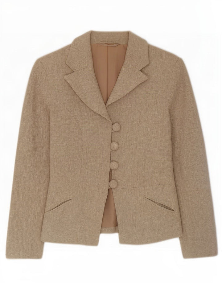 Vintage Womens 4 Button Blazer Jacket UK 10 Small Beige
