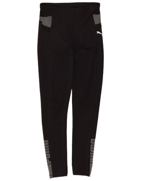 Puma Womens Graphic Leggings UK 6 XS Black Spotted Polyester