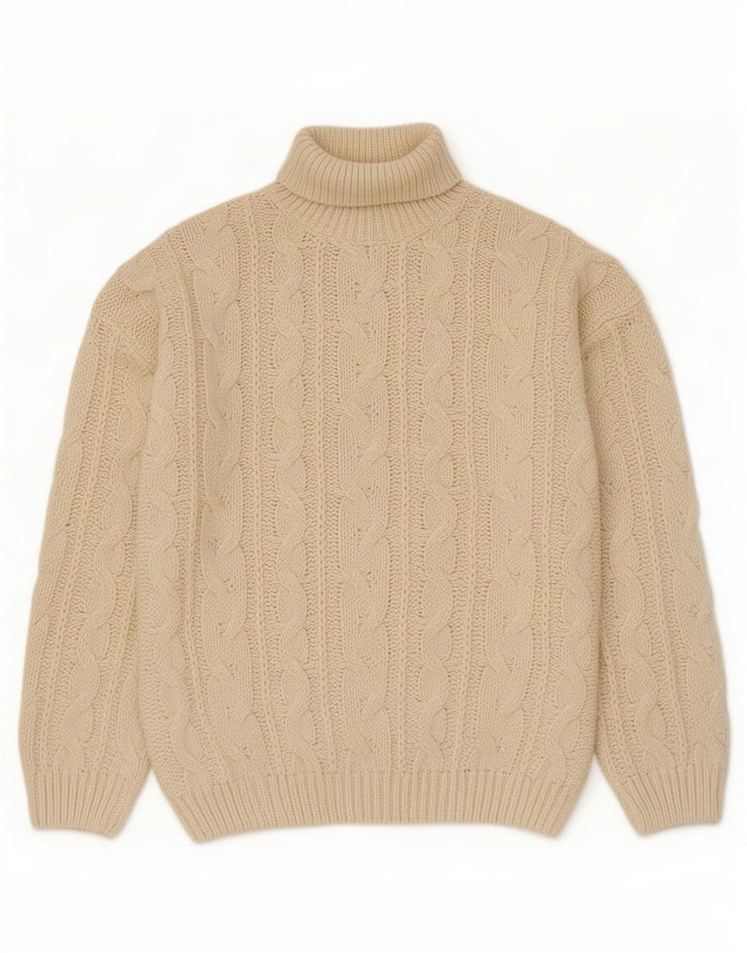 Vintage Mens Roll Neck Jumper Sweater XL Off White Polyacrylic