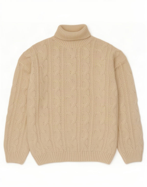 Vintage Mens Roll Neck Jumper Sweater XL Off White Polyacrylic
