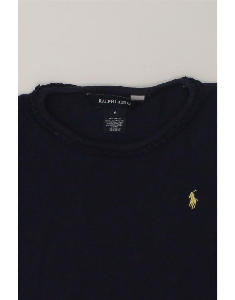 RALPH LAUREN Girls T-Shirt Top 5-6 Years Navy Blue Cotton | Vintage Ralph Lauren | Thrift | Second-Hand Ralph Lauren | Used Clothing | Messina Hembry 