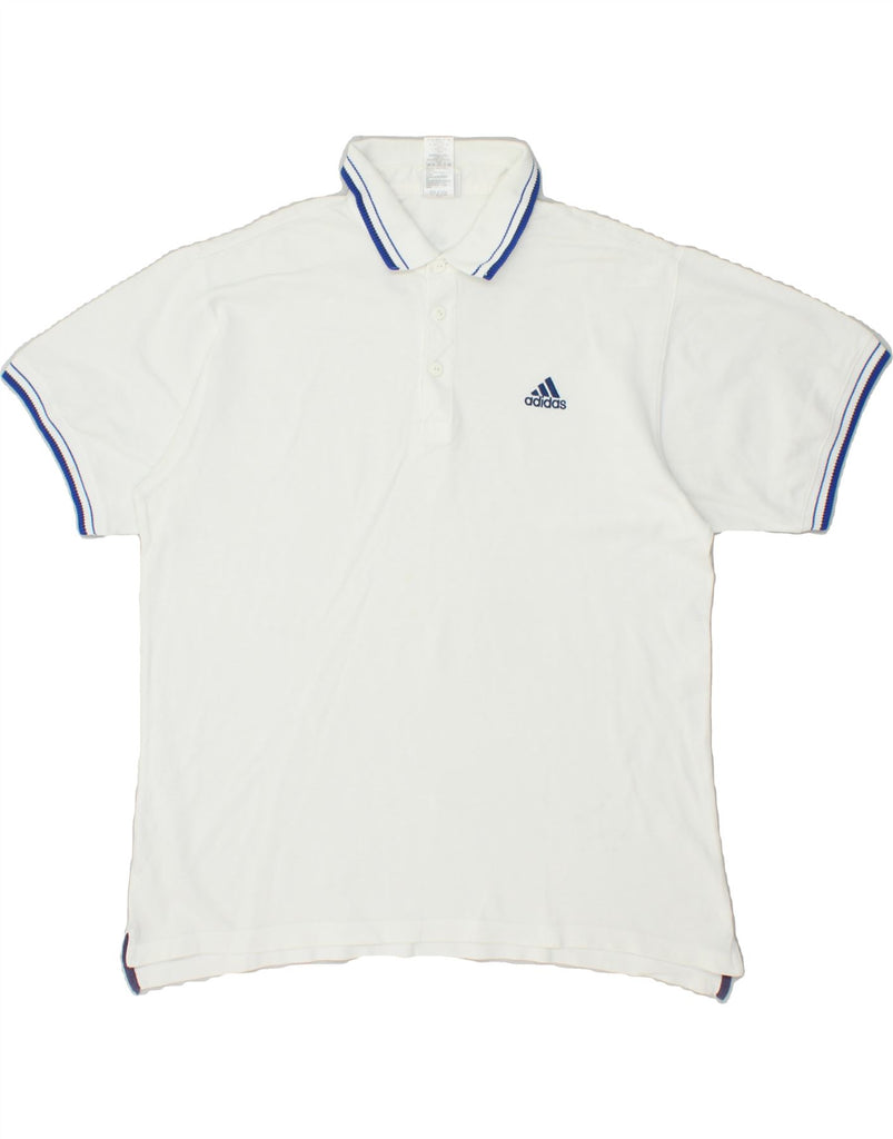 ADIDAS Mens Polo Shirt UK 44/46 Large White Cotton | Vintage Adidas | Thrift | Second-Hand Adidas | Used Clothing | Messina Hembry 