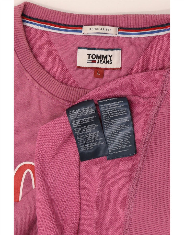 Tommy Hilfiger Mens Regular Fit Graphic Sweatshirt Jumper Large Pink Cotton
